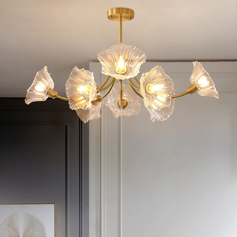 Modern glass cream ceiling light for bedroom