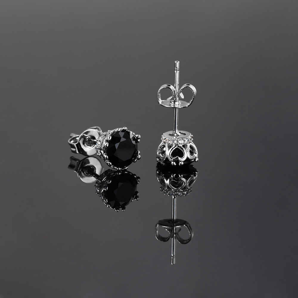 1 Paire Hip Hop Forme De Cœur Placage Incruster Le Cuivre Zircon Boucles D'oreilles display picture 3