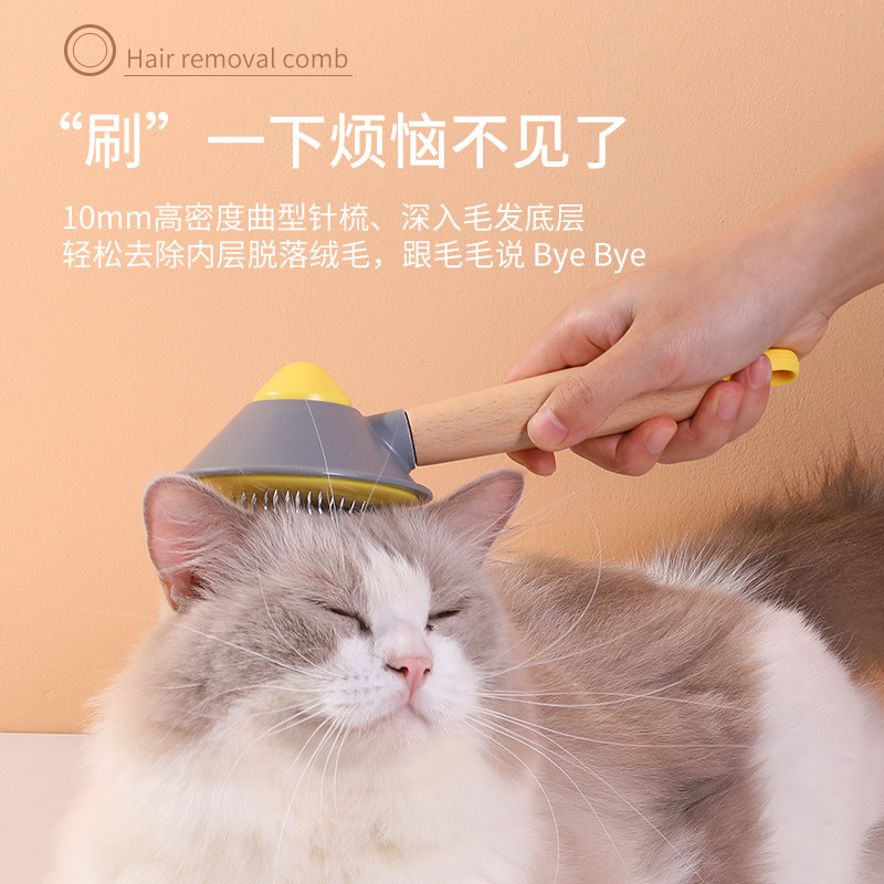 Original gato peine flotante depilación mango de madera removedor de pelo de mascotas perro limpiador de pelo perro aguja peine limpieza peine al por mayor