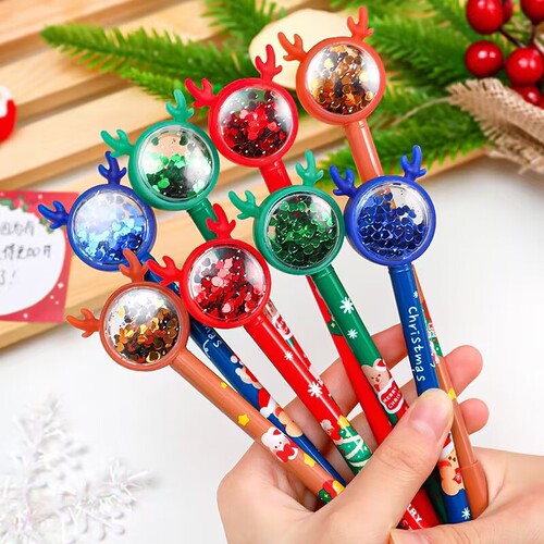 Cartoon moose glitter neutral pen creative Christmas bear signature pen for students, exams, office 0.5mm black