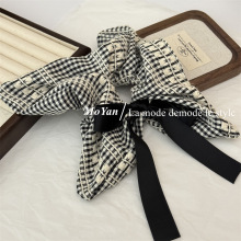 大蝴蝶结格纹方巾大肠发圈韩版百搭低马尾发绳气质头绳扎头发皮筋