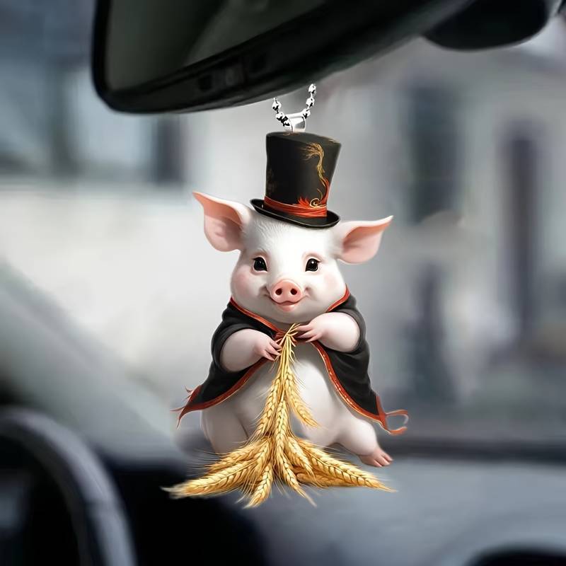 Cute cerdo decoración transfronteriza nuevo acrílico plano coche retrovisor interior colgante colgante de dormitorio