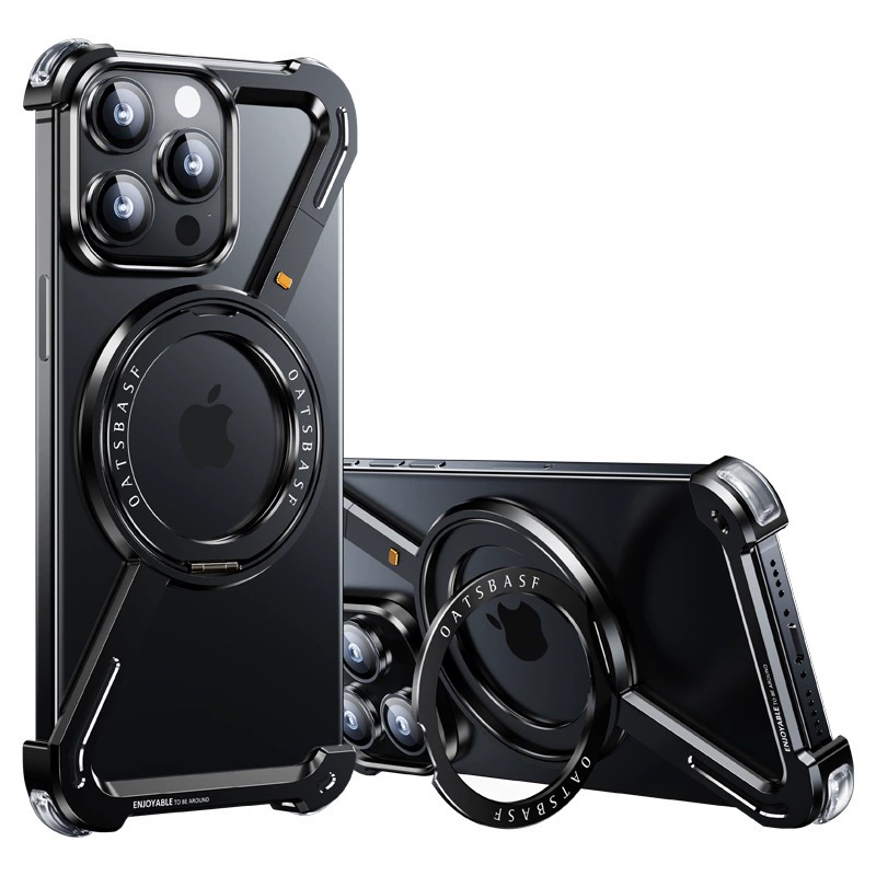 Металлический чехол для телефона (Apple) 17 Pro Max, 360° вращающийся Z‑оболочка кольцо, защита от падений
