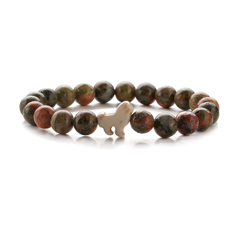 Amazon TEMU animal león pulsera elástica Shoushan piedra volcánica polvo de cristal cuentas pulsera desear explosión