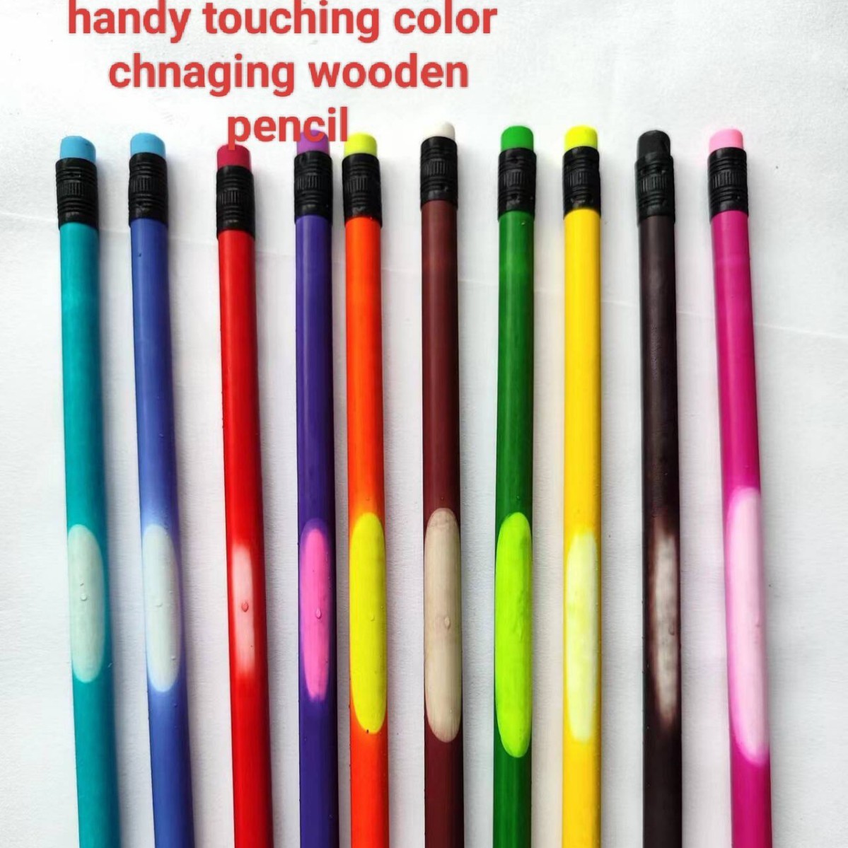 Suministro directo de fábrica transfronterizo de lápices que cambian de color con la temperatura, lápices de escritura que cambian de color con la temperatura corporal para niños, fuente de lápices para comercio exterior.