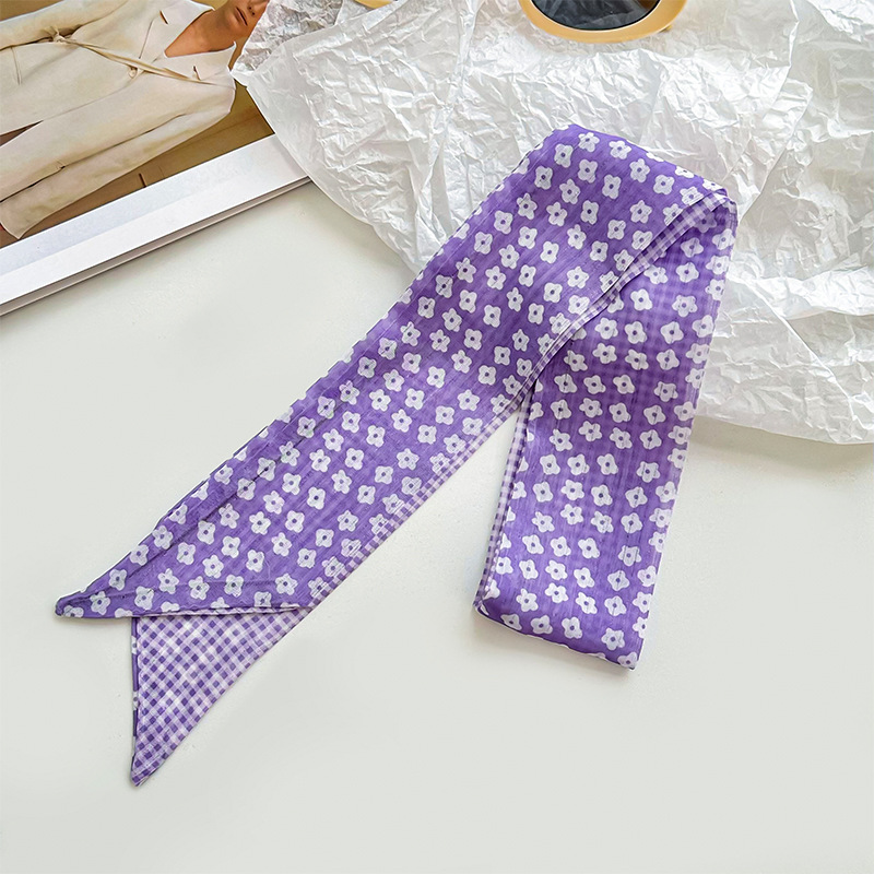 Bufanda de seda, atmósfera coreana, nuevo estilo, floral, pequeño, pañuelo fresco, cinturón para el cabello, bufanda decorativa, cinturón multiusos, bolsa atada, serpentina