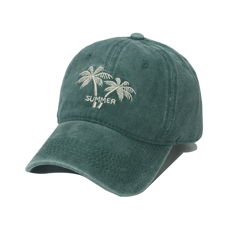 Coconut Tree Pattern All Seasons Season Men'S Gender Men's Retro Coconut Tree Embroidery Baseball Cap