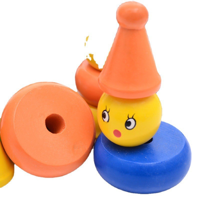 Educación temprana iluminación de madera gran escala payaso para niños collar padres-hijos columnas de bloques de construcción plegables juguetes escala