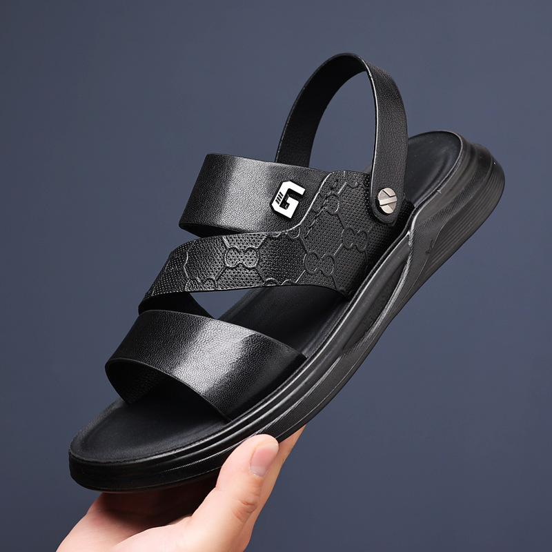 Top Sheepskin Men's Sandals Genuine Leather Casual Beach Shoes Outdoor Men's Leather Sandals Outdoor Breathable Men's Shoes Slippers
