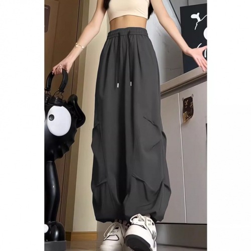 Men's Summer Thin, Design-Driven Fleece-Like Quick-Dry Pants: Loose-Fit, Ankle-Tied Sports & Casual Long Trousers