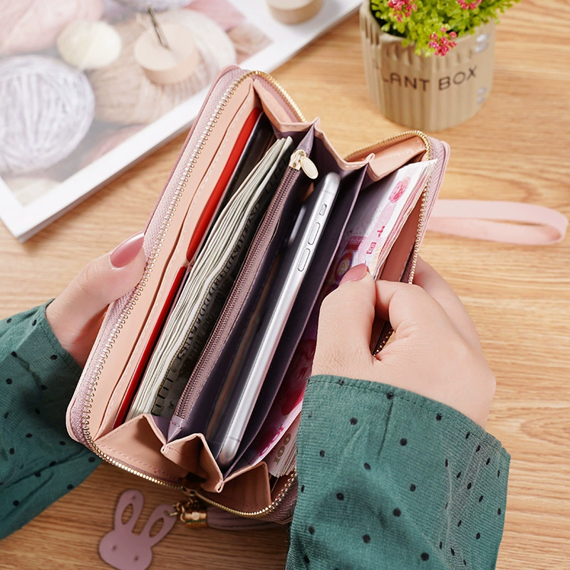 Wallet, long shoulder bag, chain with zipper, three colors