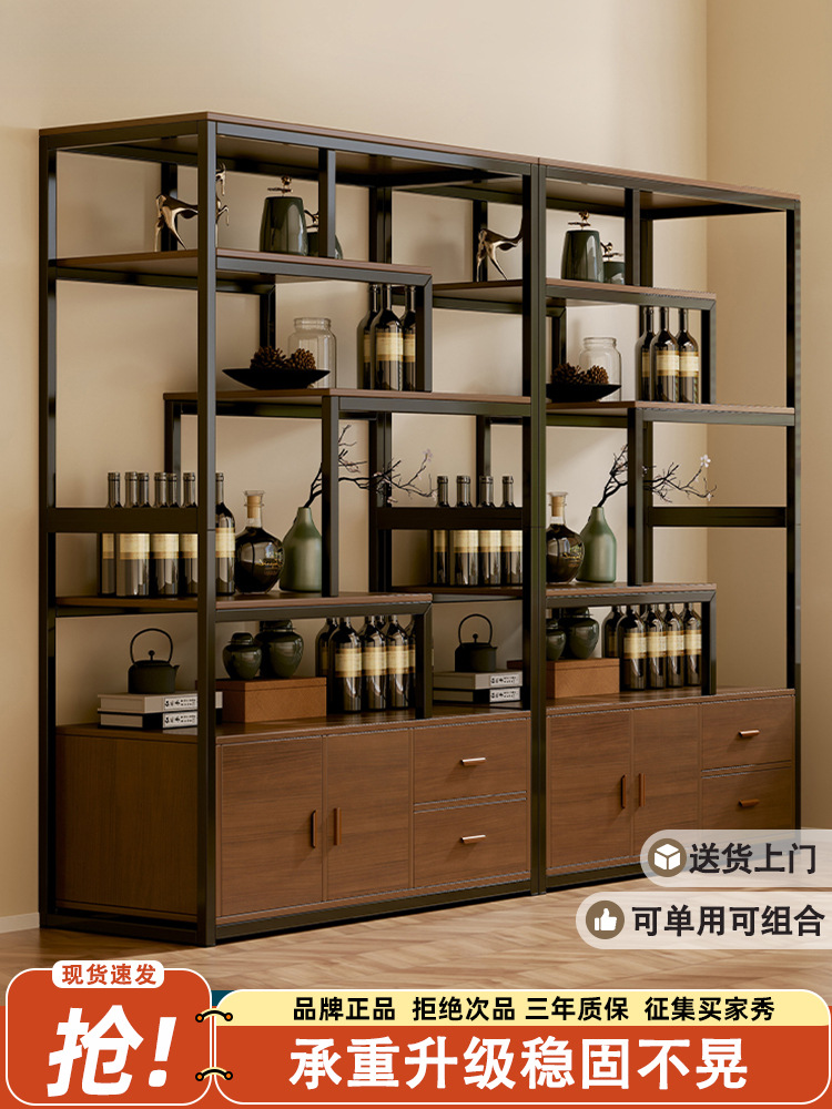 Wine Cabinet Against the Wall Living Room Display Cabinet Commercial Wine Rack 2025 New Home Cabinet Storage Cabinet Hotel New Chinese Style