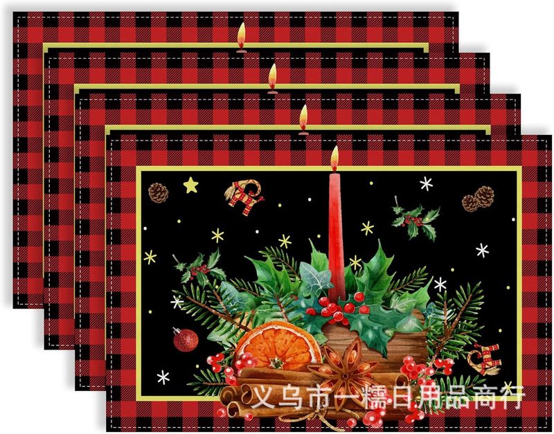 クロスボーダー爆発クリスマス雪だるま食事マット雪格子テーブルマットクリスマスパーティー装飾断熱マット祝日装飾|undefined