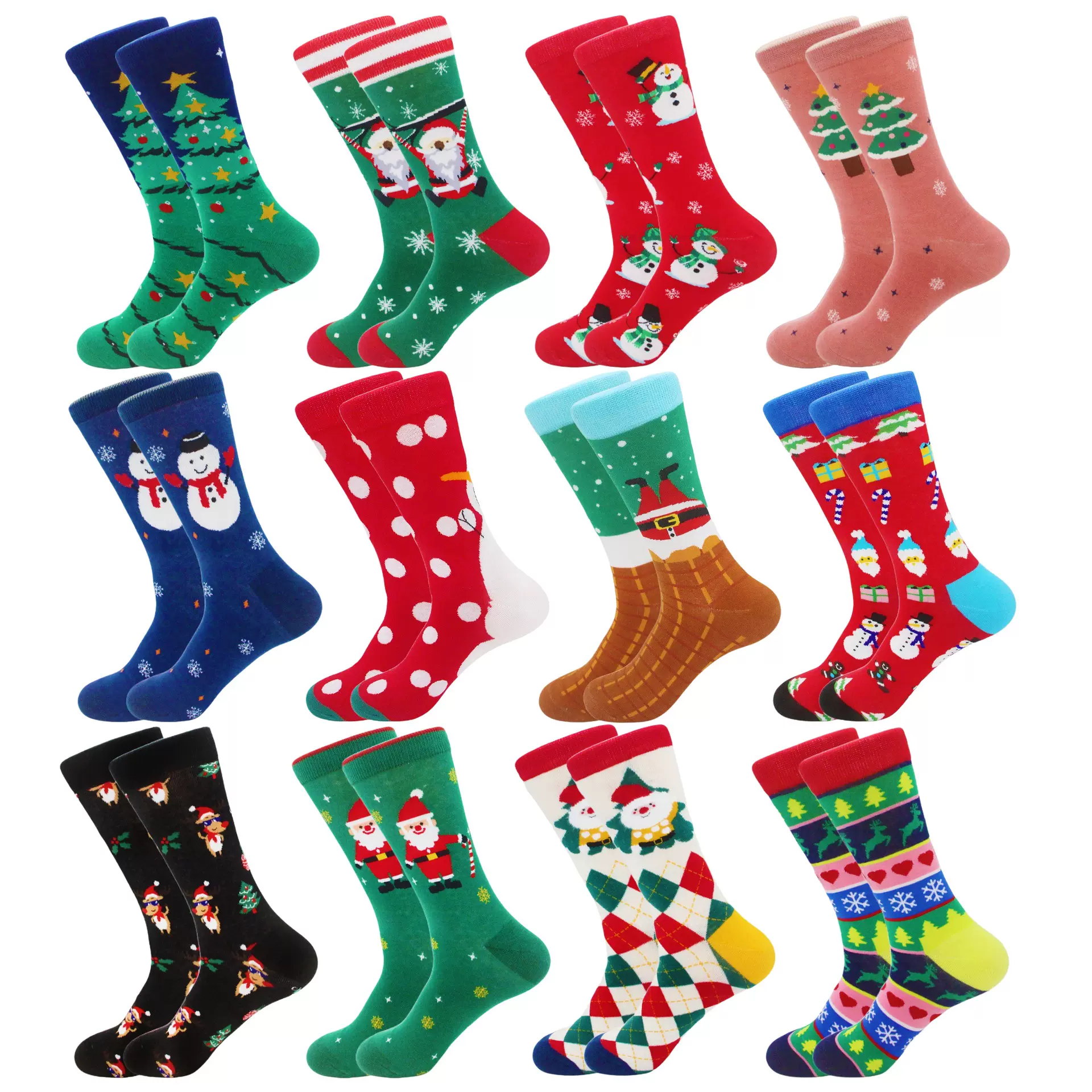 Happysocks新款圣诞袜袜子棉瑞士街头百搭秋冬高颜值款中筒潮袜