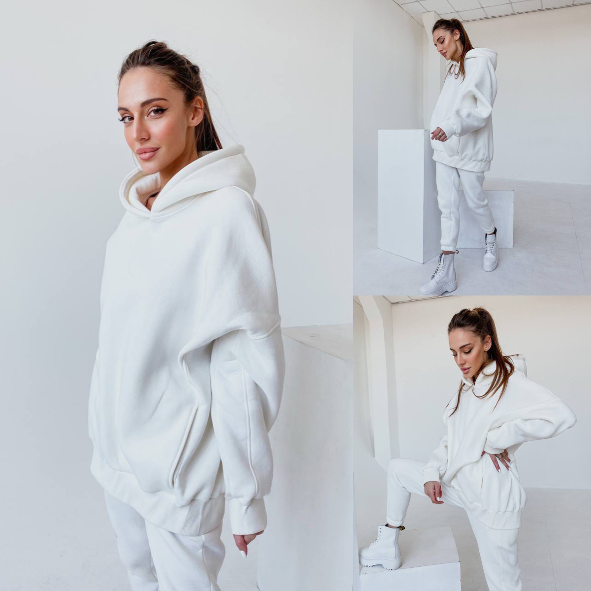Women's Sweatshirt Suit Fleece-lined Two-piece Set For Women_voghion.com