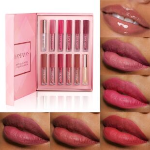 Cross-border Explosions Lip Glaze HANDAIYAN12 Lip Glaze suit Waterproof Matte Lip Gloss Not Stick Cup Lip Glaze suit