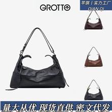GROTTO个乐5年新ArkHobo牛皮肩包大容量通勤出游休闲手袋