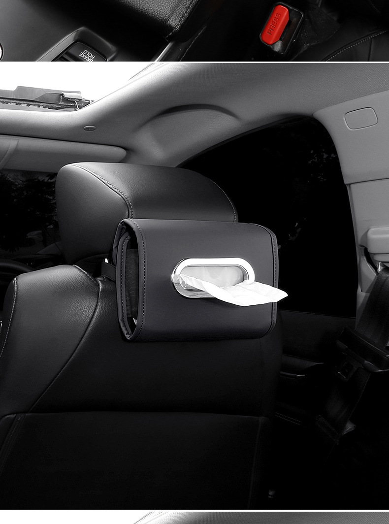 Car-mounted tissue box, armrest box, hanging tissue box, car seat back, center console, multifunctional, high-end leather tissue box