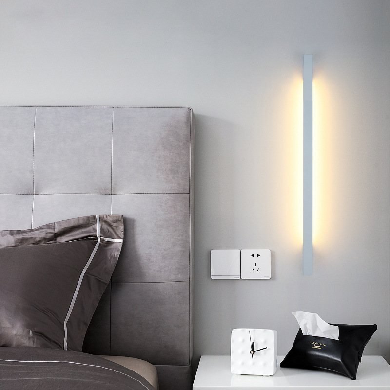 LED nuevo creativo lámpara de pared larga moderna y minimalista nórdica sala de estar sofá dormitorio pared de fondo pared pared pared parrilla lámpara