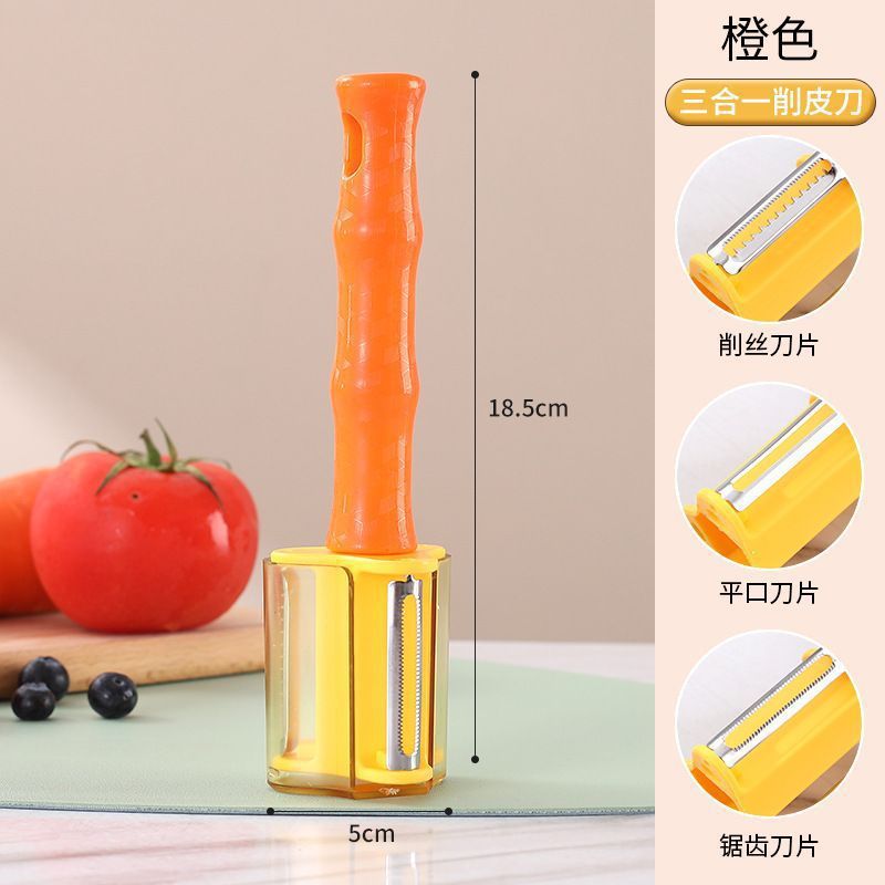 Cuchillo de peeling multifuncional 3 en 1 cuchillo de peeling rotativo casero cuchillo de raspado cuchillo de raspado cuchillo de frutas de patata de cocina