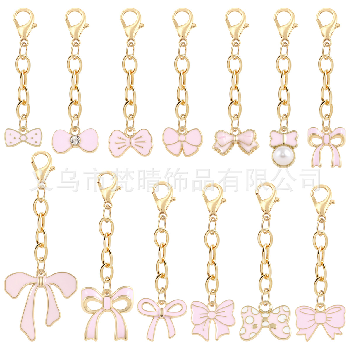 Cross-Border Keychains, Bags, Cups, Accessories, Chains with Lobster Clasps, Pendants, Heart Flowers, Bow Decorations, Accessories
