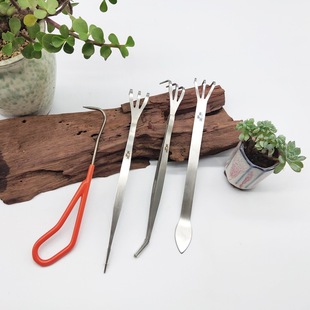 Stainless Steel Gardening Rake Bonsai Succulent Tweezers Bonsai Repotting Tool Loose Soil Pressure Soil Cultivation Flower Pot Tool