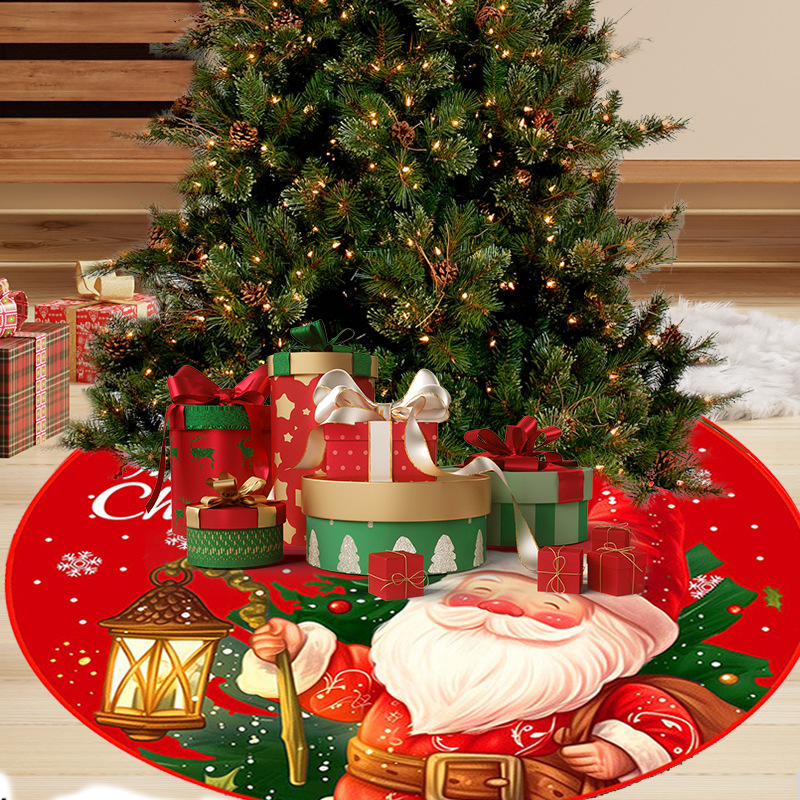 Cross-border Christmas decoration supplies, atmosphere arrangement, snowflakes, bronzing velvet tree skirt, Christmas tree base, ready for sale
