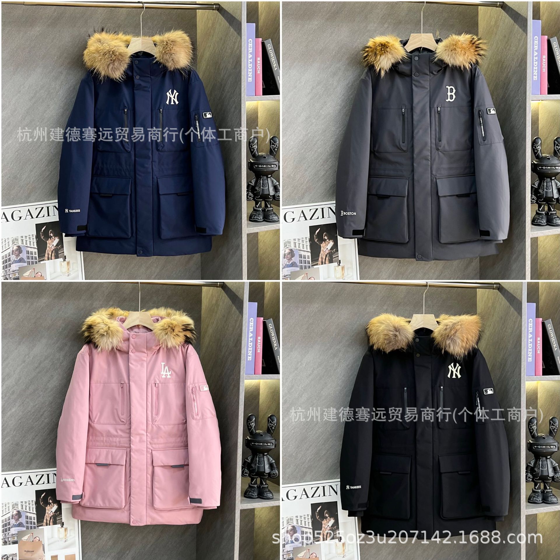 莆田纯原25款MLB鹅绒羽绒服 张康乐袖标洋基队NY男女工装派克外套