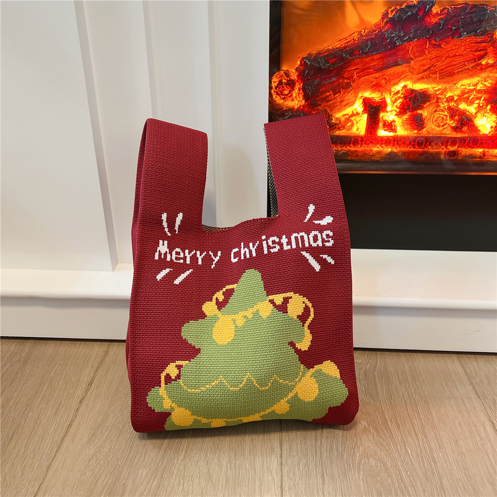 Femmes Petit Tricoter Sapin De Noël Père Noël Mignon Carré Ouvert Sac À Main display picture 9