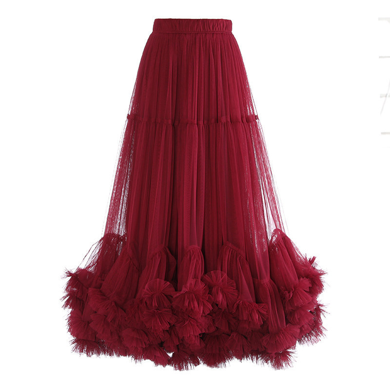 High-End Heavy-Duty Tulle Skirt, Long Mesh Puffy Skirt, Tall Women's Mesh Skirt, 2026 Spring and Autumn New Style