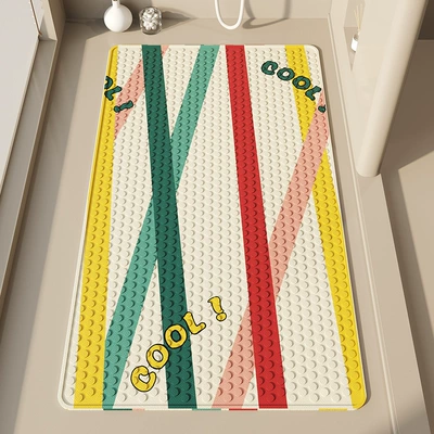 Mat, Simple Household Shower Mat, Avtomobil döşəmə paspasları - cool-color-bars-40x70cm-affordable-model