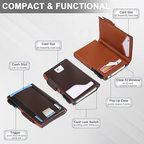 Amazon gran capacidad RFID anti-robo cartera de cuero de alto nivel para hombres dos plegables cartera de cuero de negocios