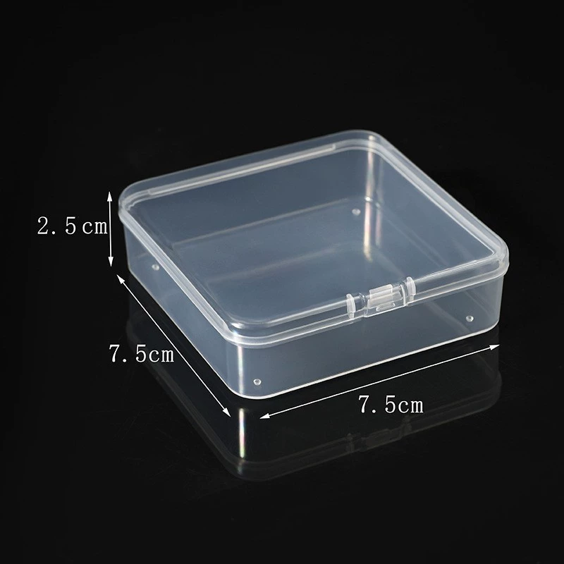 Transparent Plastic Storage Box for Earrings & Small Accessories, multiple square sizes 3.5–12.5 cm