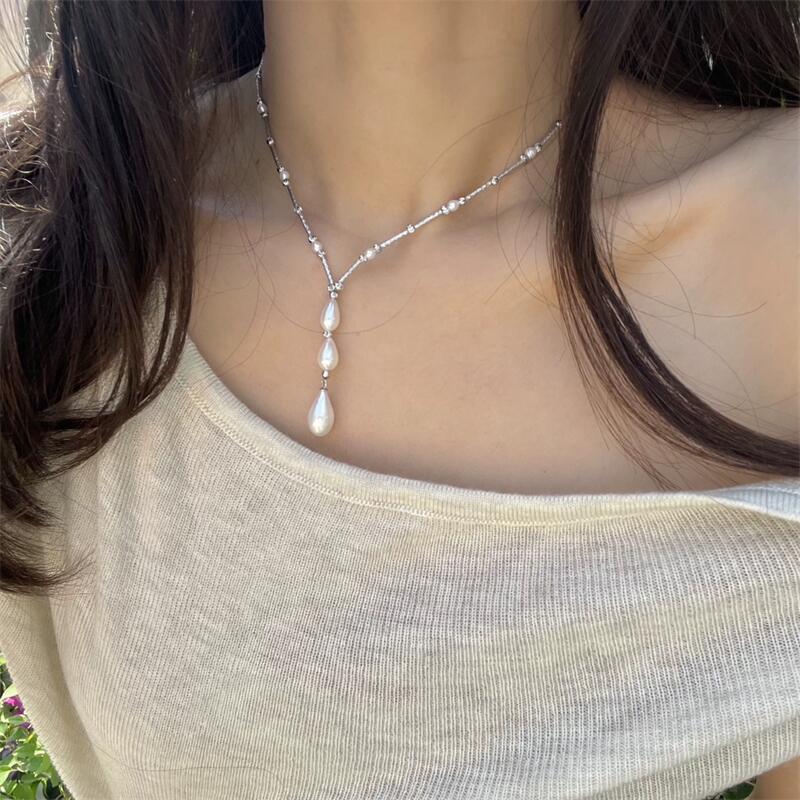 Colar de pérolas de luxo com fecho magnético para mulher_voghion.com