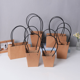Factory direct new kraft paper waterproof handbag flower gift box bouquet packaging flower arrangement bag