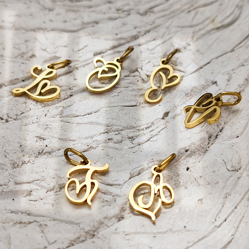 Gold Plated Plating Material 1 Piece 10*9mm 304 Stainless Steel Gold Plated Letter Polished Pendant