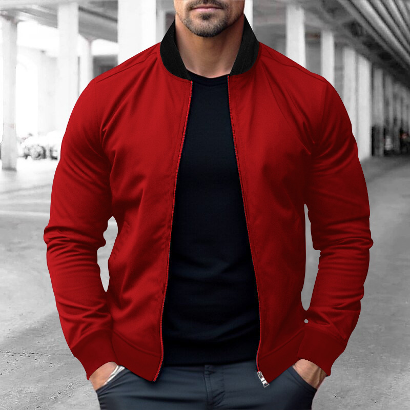 Men's Stand-Up Collar Zippered Casual Long-Sleeved Sweatshirt Jacket For Autumn And Winter_voghion.com
