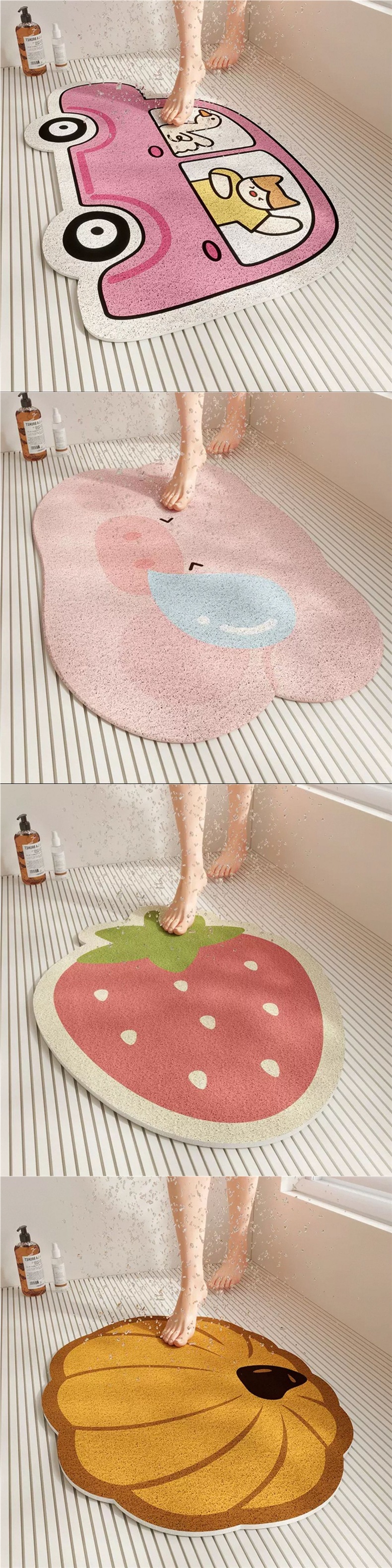 Silk loop bathroom anti-slip mat, shower room floor mat, hollow design for drainage, suitable for children's bath and preventing falls