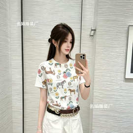 南油女装夏季新品针织短袖T恤设计感小众减龄扎染印花上衣