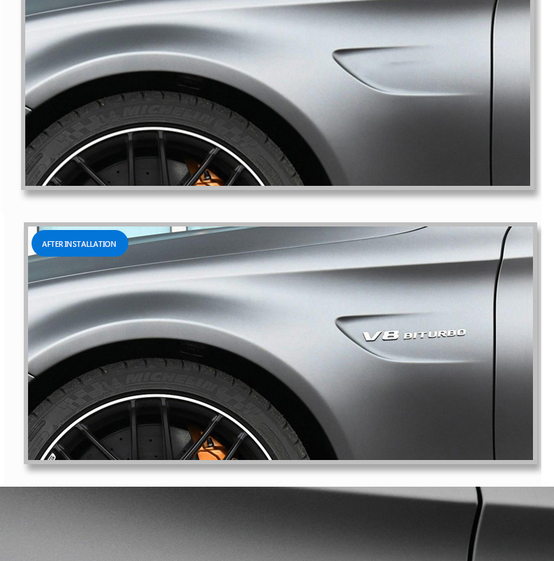 Suitable for Mercedes-Benz modified AMG43/53/63 leaf side label TURBO4MATIC letter car labeling