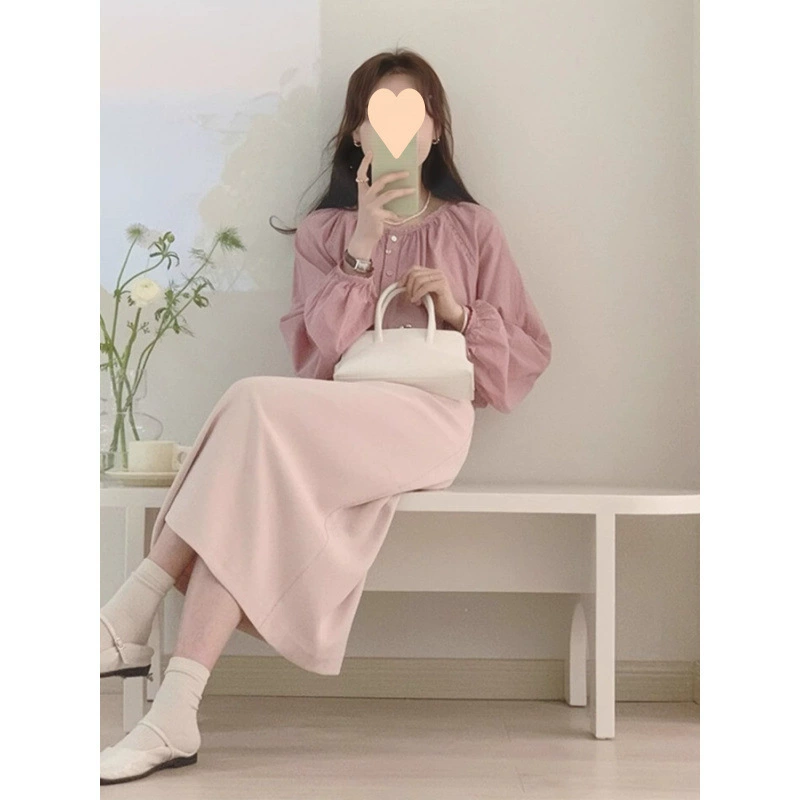 Ранняя весенняя одежда женская 2025 допамина ранней весной носить полный набор маленьких ароматных корейских розовых платьев