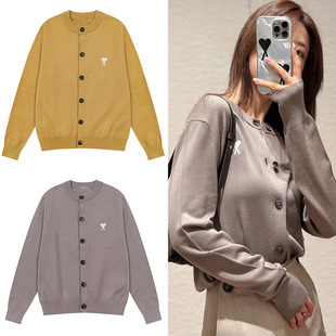 Ami Ancient New Autumn and Winter Small Heart Knitted Cardigan for Men and Women, Lazy Style Sweater Jacket