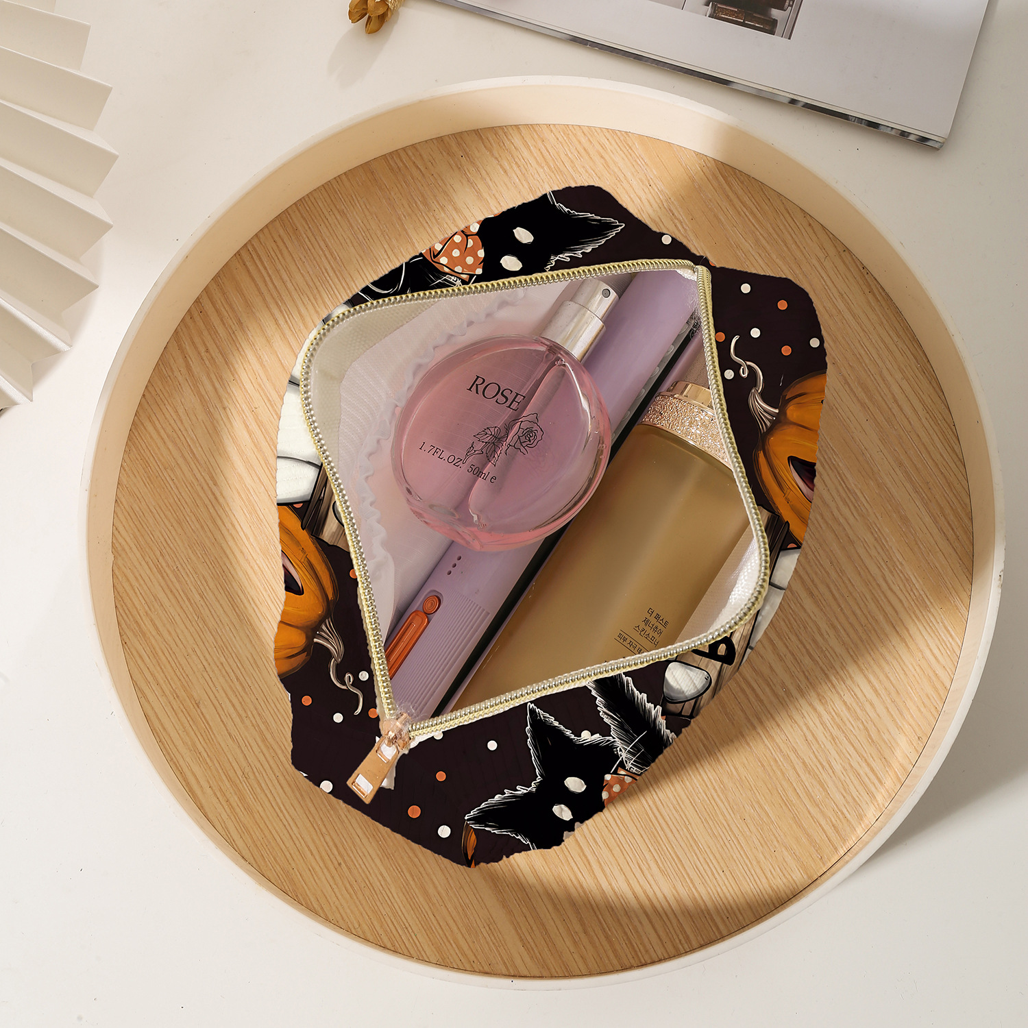 Wholesale Cute Pumpkin ghost Cat Corduroy Square Makeup Bags & Storage