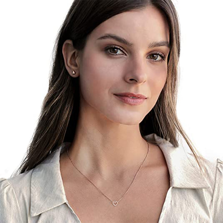 Necklace Classification cable chain Chain Type Date Occasion Sweet Heart Shape Copper Inlay Rhinestones Necklace