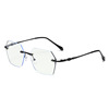 Frameless cutting border blue light finished myopic glasses Men and women's new big face plain 百 无 无 7797