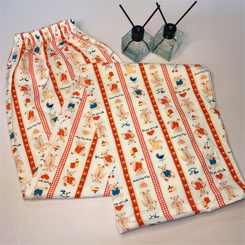 Walking pants cartoon striped pajamas for women loose spring and autumn new home casual summer air-conditioned trousers that can be worn outside