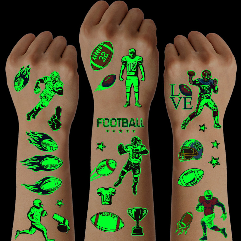 Luminous Rugby Luminous Tattoo Sticker Waterproof Super Bowl Game Luminous American Football Face Sticker Cross Border in stock
