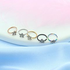 Wholesale stainless steel rose quartz nose ring with diamonds C-type nostril ring lip ring small earrings piercing jewelry from the source factory