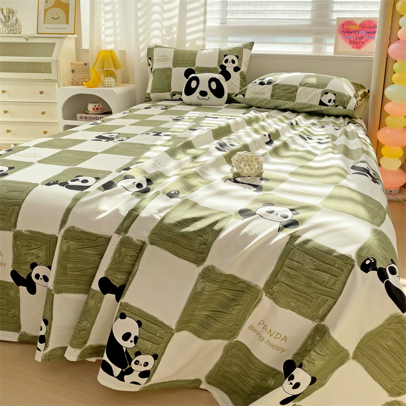 2025 nueva sábana de algodón fresco pequeña pieza individual 100 algodón dormitorio de estudiantes cama individual funda de almohada de tres piezas 2