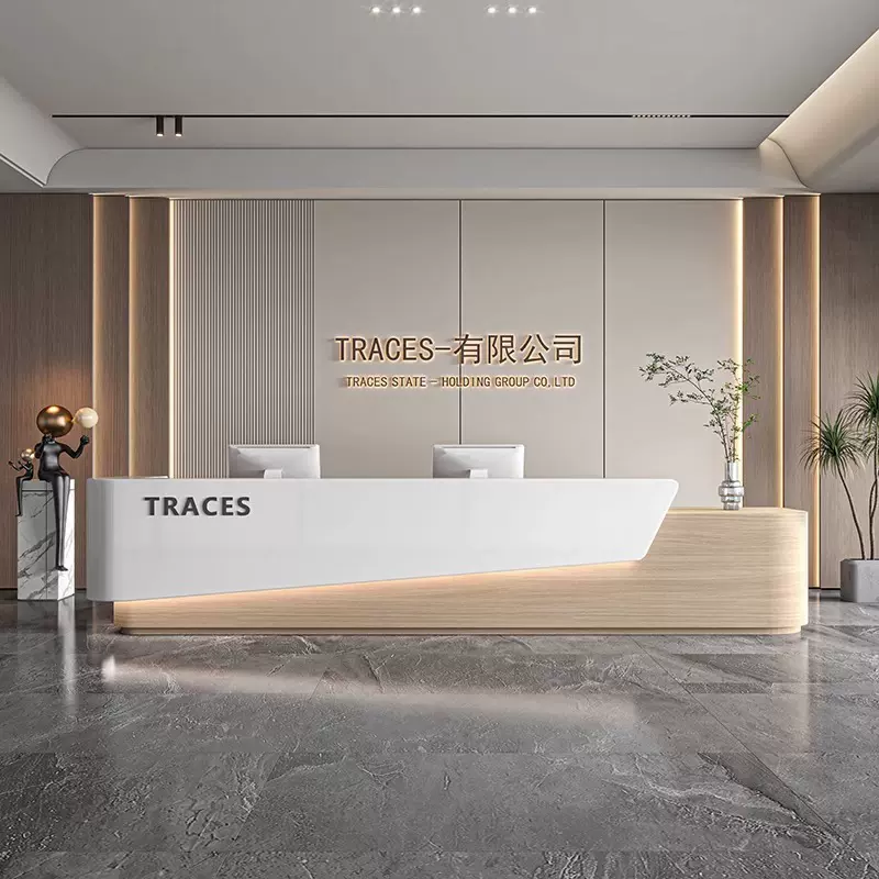 简约公司前台接待台酒店大厅服务台办公室前台桌售楼部吧台收银台